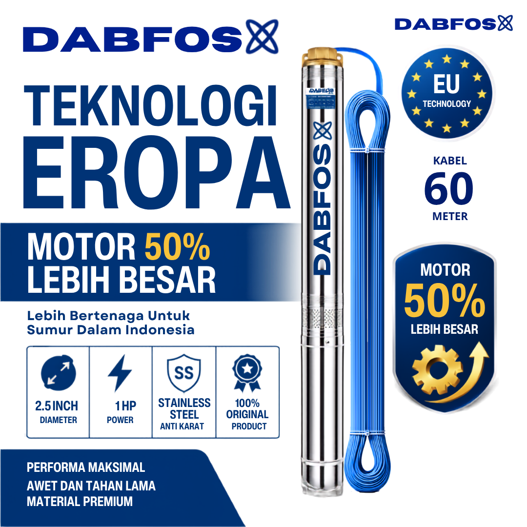 DABFOS 2.5 Inch 1 HP + 60m Kabel